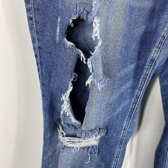 Lane Bryant Plus Size 20 Distressed High-Rise Waist Straight Leg Jeans Blue - Picture 3 of 5